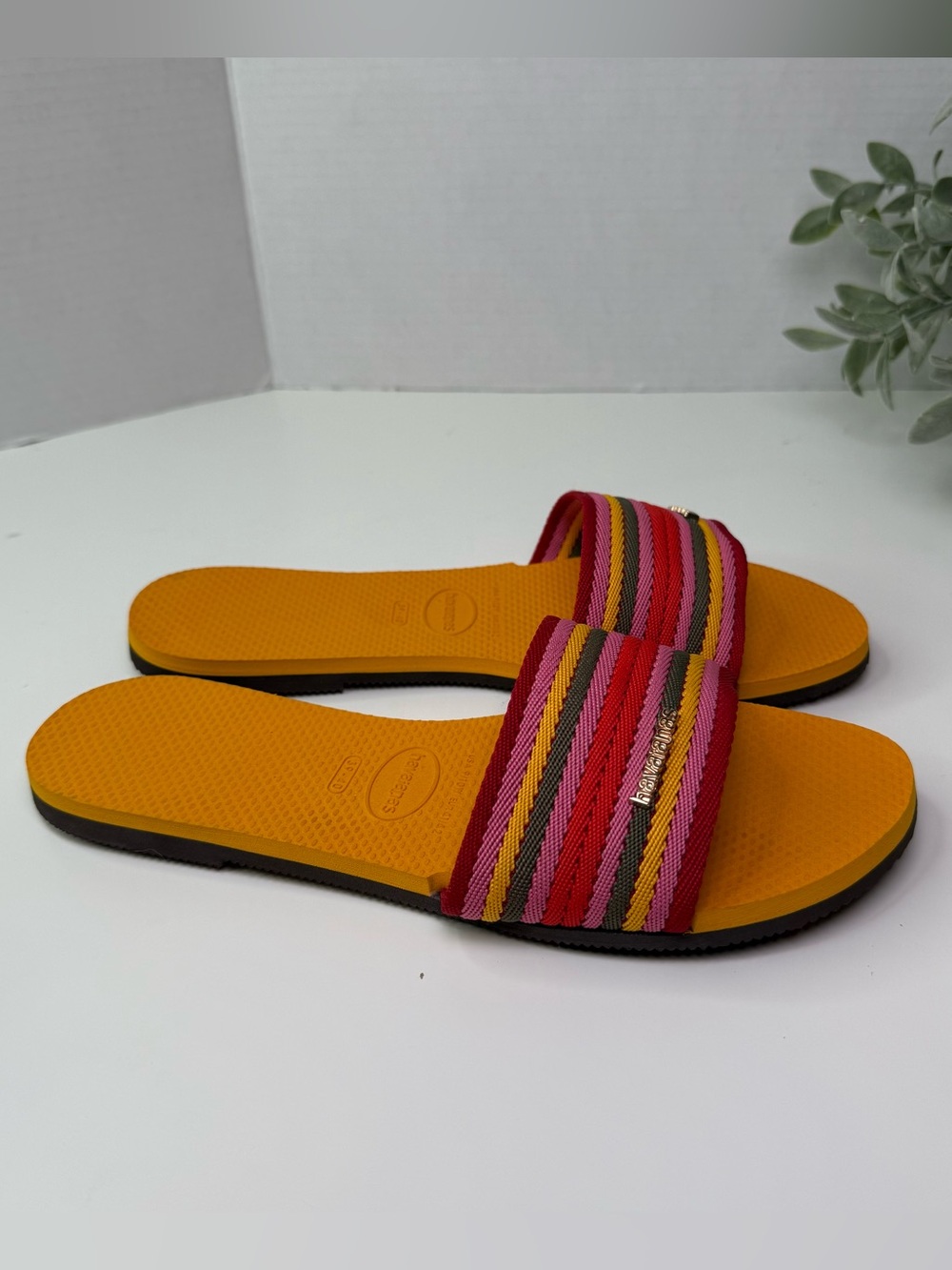 Havaianas You Malta Mix Flip Flop Sandal Slides Orange Citrus Women’s Size 9/10 - Picture 6 of 16